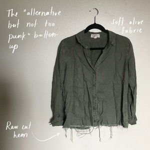 Cloth + Stone Olive Green Button Up Shirt